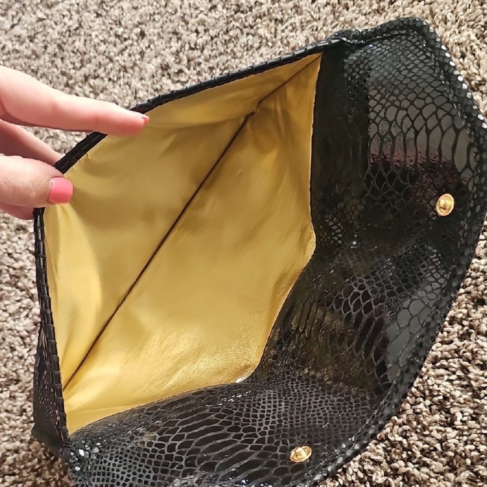 Michael Kors Black Snakeskin Clutch 13”x 9”  Like New - Picture 9 of 9